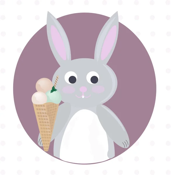 Modèle de dessin animé lapin et crème glacée Vector — Image vectorielle