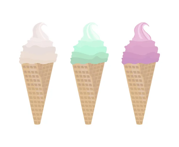 Cones de sorvete Ilustração vetorial. Banner de modelo de verão —  Vetores de Stock