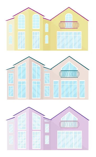 Zbiór różnych architektura szklana fasada budynków wektor zestaw — Wektor stockowy