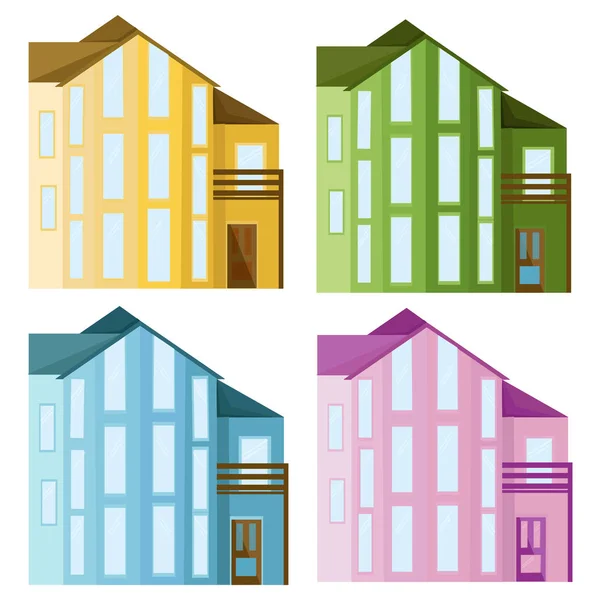 Zestaw kolekcja kolorowych architektura szklana fasada budynków wektor — Wektor stockowy