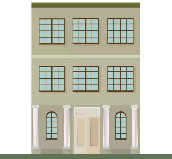 Fachada de arquitectura clásica de una casa. Fondo de ilustración vectorial — Vector de stock