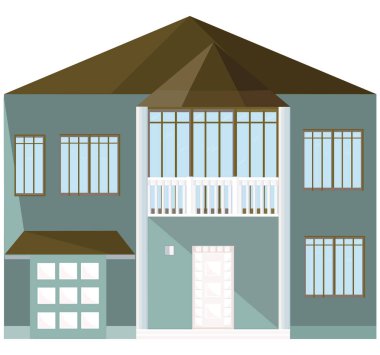 Modern mimari cephe vektör illüstrasyon mavi ev inşa