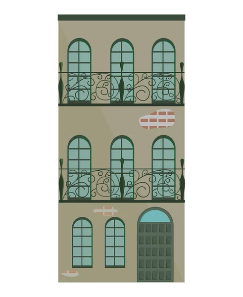Arquitectura moderna fachada edificio vector ilustración — Archivo Imágenes Vectoriales