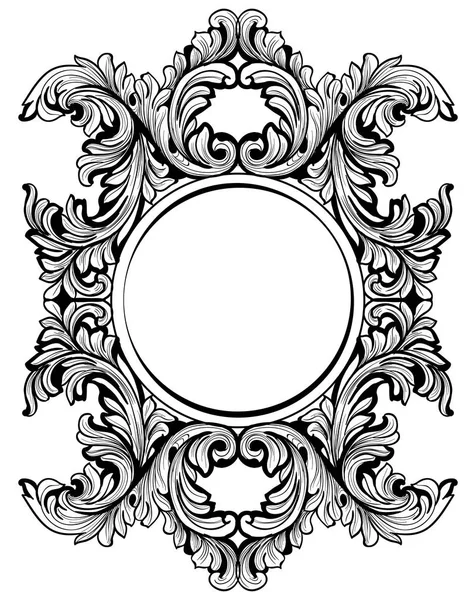 Vintage Barok çerçeve dekor. Ayrıntılı süsleme vektör çizim