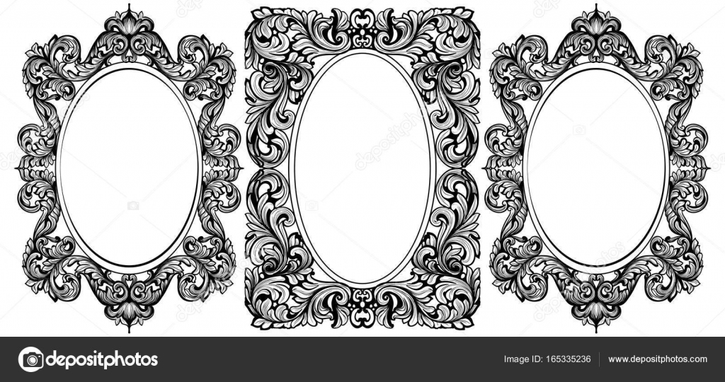 Ensemble De Décoration Vintage Cadre Baroque Illustration