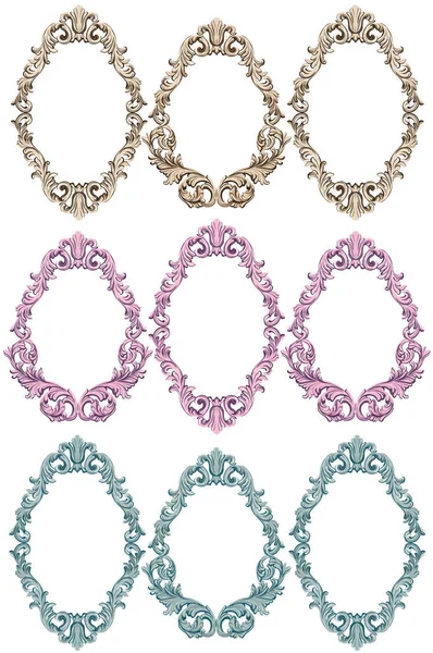 Vintage Barok çerçeve dekor ayarlayın. Ayrıntılı süsleme vektör çizim