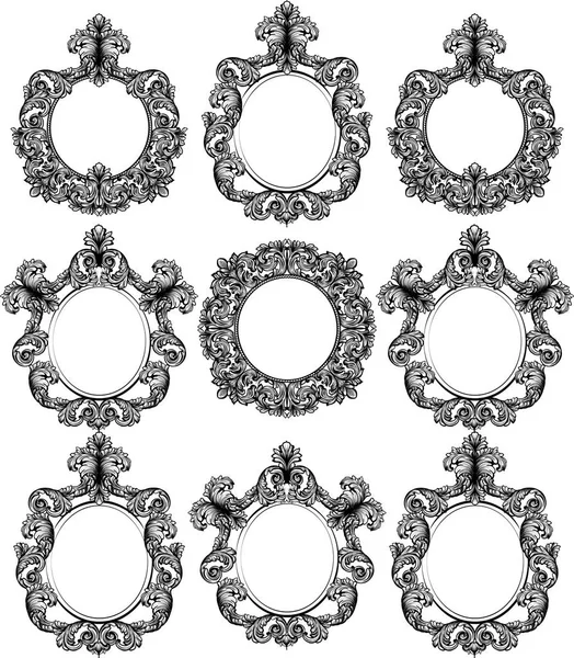 Set de decoración de marco barroco vintage. Ilustración detallada vector ornamento — Vector de stock