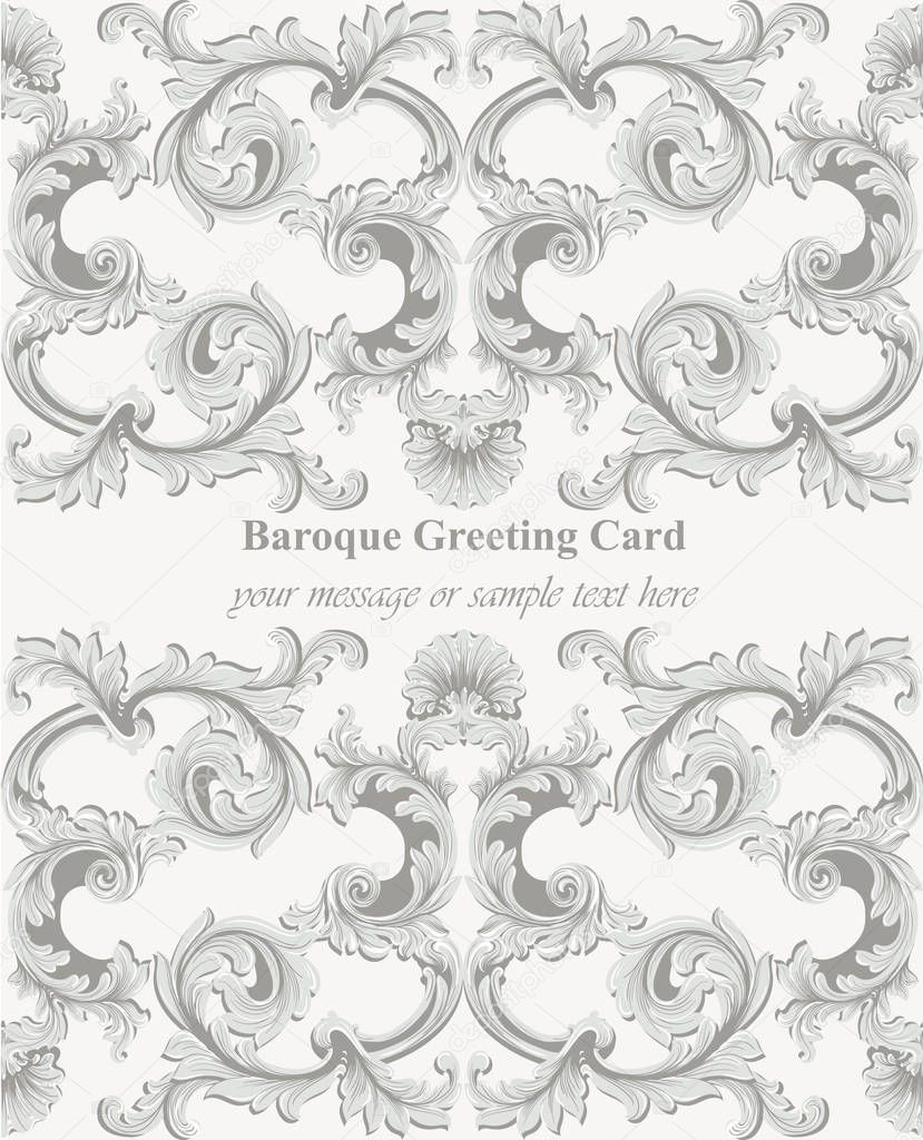 Luxury Baroque card ornament background Vector. Rich imperial intricate elements. Victorian Royal styles