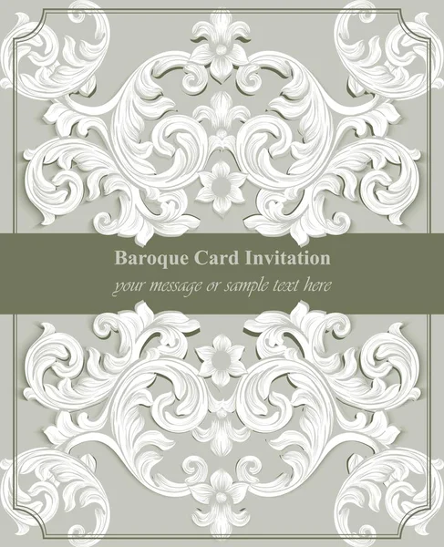 Luxury Baroque card background Vector. Rich imperial intricate elements. Victorian Royal style pattern — Stock Vector