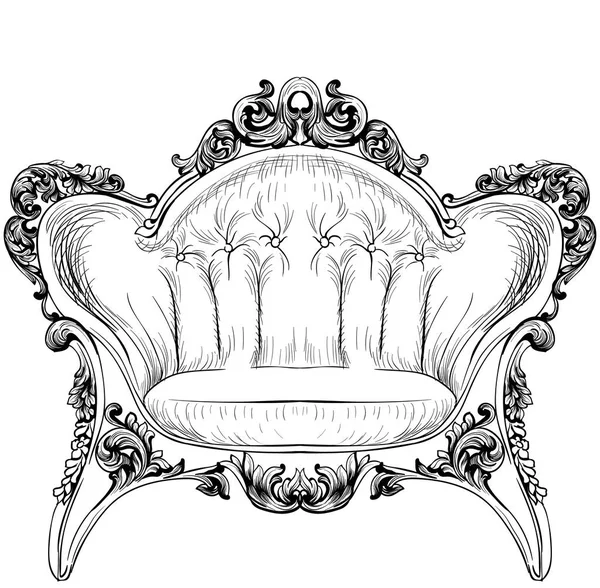 Sillón barroco elegante aislado sobre fondo blanco. Diseño vectorial — Archivo Imágenes Vectoriales