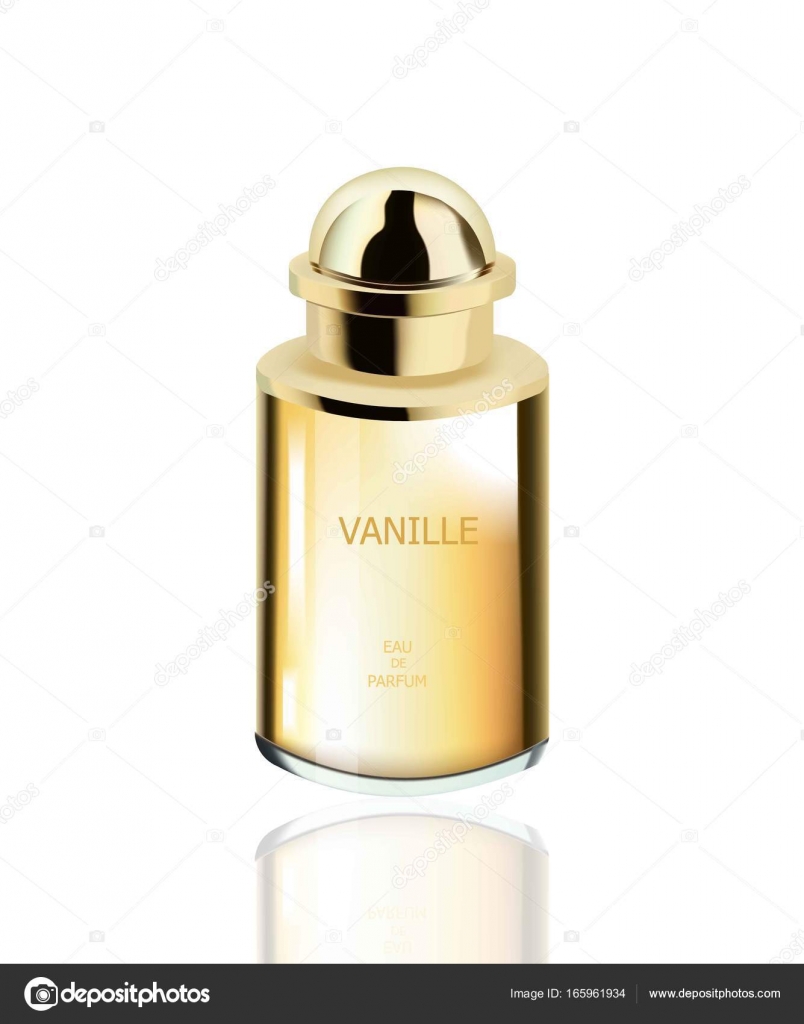 Download Parfüm kozmetik vektör gerçekçi mock up paketi. Eau de toillete altın şişe mükemmel reklam, el ...