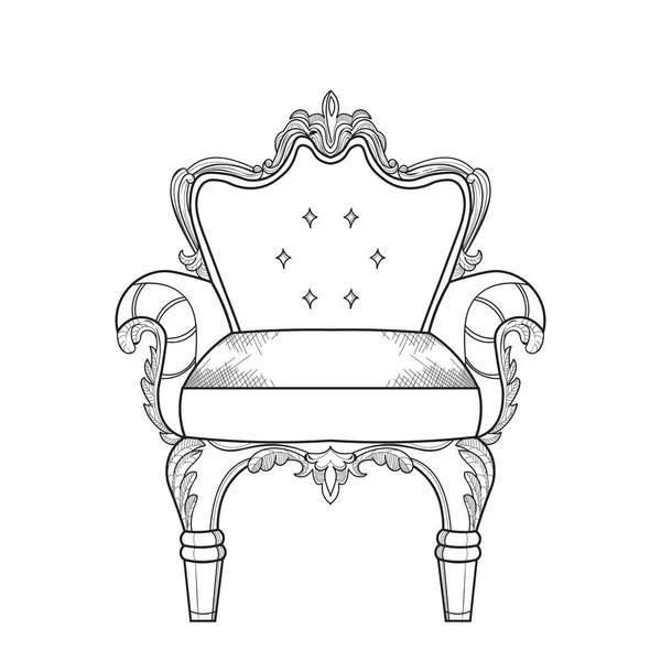 Armchair with luxurious ornaments. Vector French Luxury rich intricate structure. Victorian Royal Style decor — Stock Vector