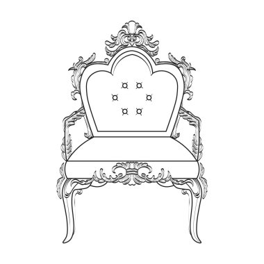 Koltuk lüks süslemeli. Fransız lüks zengin karmaşık yapısı vektör. Royal Victoria tarzı dekor