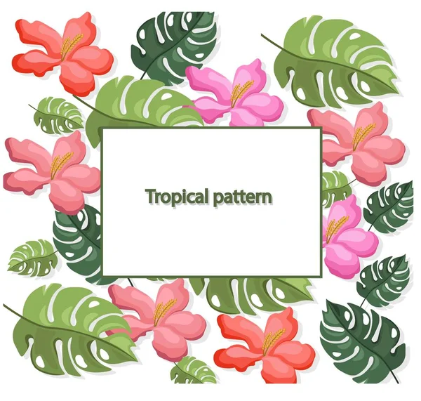 Padrão de folhas tropicais Ilustrações vetoriais fundo colorido — Vetor de Stock