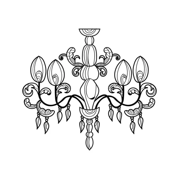 Lustre classique. Design d'accessoires de décoration de luxe. Illustration vectorielle croquis — Image vectorielle