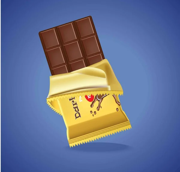 Chocolade bar realistisch set. Pakket Vector productlabel — Stockvector