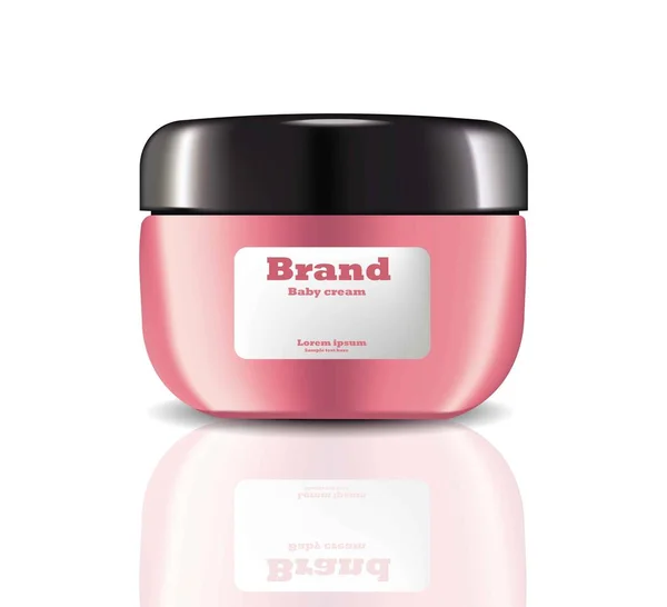 Crema rosa Vector cosmetici realistici. Progettazione etichette confezione prodotto — Vettoriale Stock