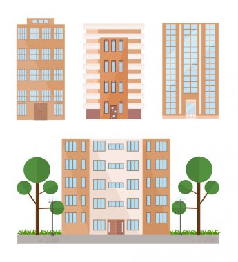 Bina cephe vektör düz stil ayarla