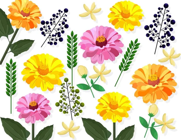 Verano Floral patrón tarjeta fondo Vector ilustraciones — Archivo Imágenes Vectoriales