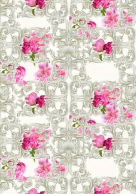 Güllü Barok lüks süs vektör desen. Royal Victoria zengin dekor arka planlar