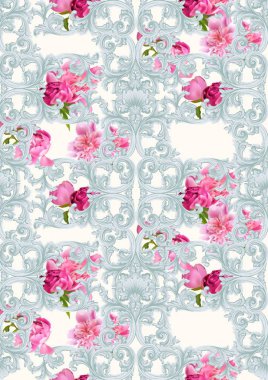 Güllü Barok lüks süs vektör desen. Royal Victoria zengin dekor arka planlar