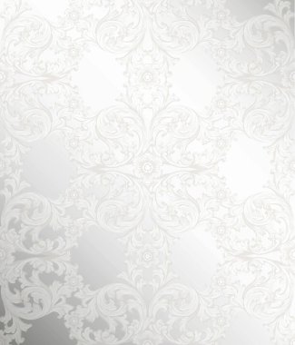 Royal Victoria desen süsleme. Vektör zengin Rokoko arka planlar. Gümüş parlak renk