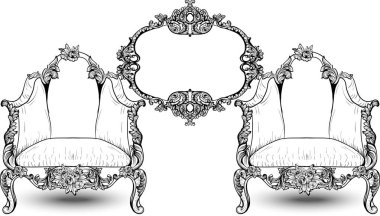 Vintage Barok Rokoko mobilya vektör. Zengin Imperial gül süsler. Royal Victoria dekor
