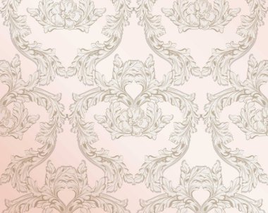 Royal Victoria desen süsleme. Vektör zengin Rokoko arka planlar. Soluk pembe renkler