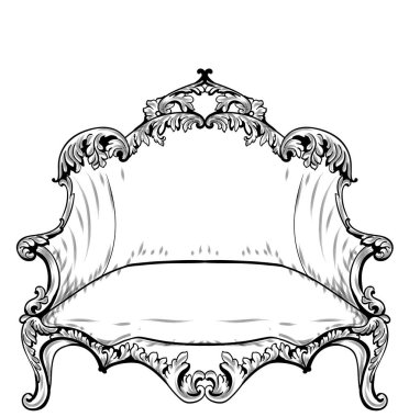 Barok koltuk lüks süslemeli. Fransız lüks zengin karmaşık yapısı vektör. Royal Victoria tarzı dekorlar