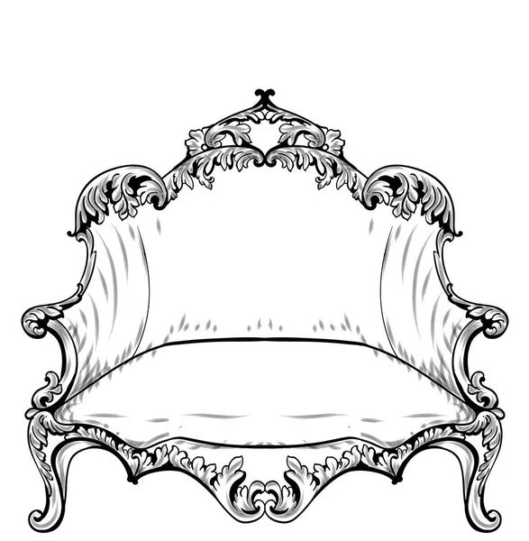Barok koltuk lüks süslemeli. Fransız lüks zengin karmaşık yapısı vektör. Royal Victoria tarzı dekorlar