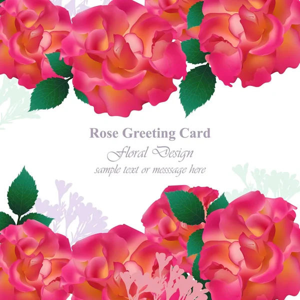 Boda Tarjeta de invitación vector. Rosas y flores de lavanda. Colores rosados rojos — Archivo Imágenes Vectoriales