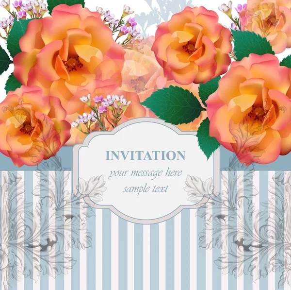 Vintage gül çiçek vektör arka plan kartı. Romantik Gösterim amacıyla davet ve tebrik kartı tasarımları — Stok Vektör