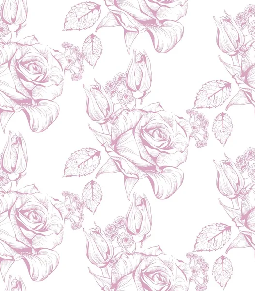 Vintage delicato rose floreali linea di carte art. Bello sfondo. mano disegno stili grafici — Vettoriale Stock