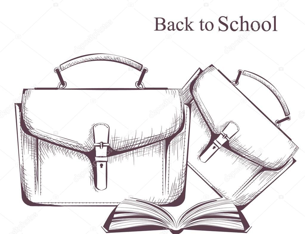 Schoolbag Vector line art. Back to school autumn backgrounds