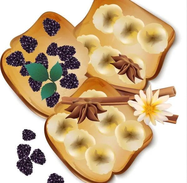 水果烤面包早餐甜矢量 — 图库矢量图片