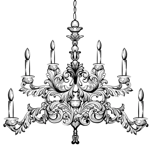 Lustre baroque. Design d'accessoires de décoration de luxe. Esquisses d'illustrations vectorielles — Image vectorielle