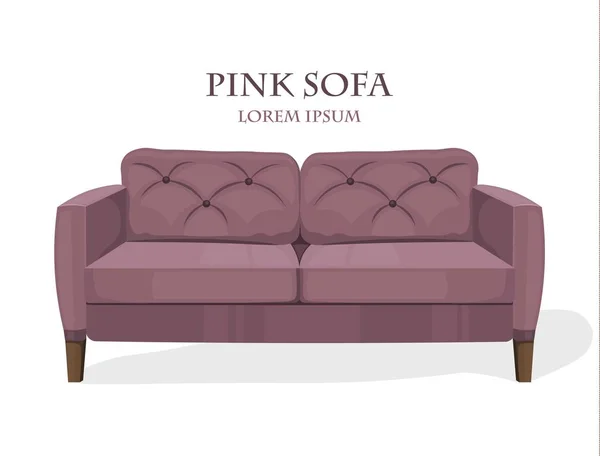Rózsaszín modern kanapé elszigetelt fehér background sablonok vektoros — Stock Vector