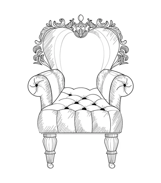 Барочное кресло Vector French Luxury богато интригующей структурой. Королевский стиль викторианской эпохи — стоковый вектор