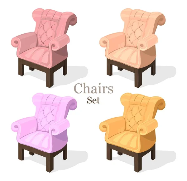 Bunte Stühle setzen Vektor. moderne Polsterkollektion — Stockvektor