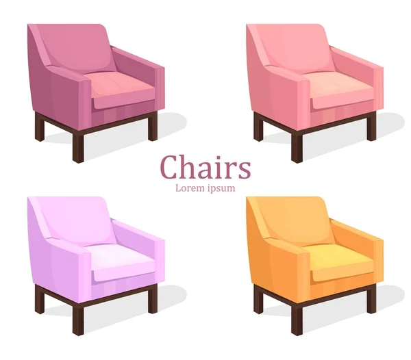 Wektor zestaw kolorowe krzesła. Nowoczesne tapicerki kolekcja wzorów — Wektor stockowy