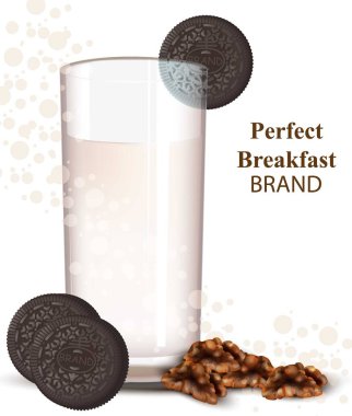 Çikolata kurabiye vektör ile milkshake bardak