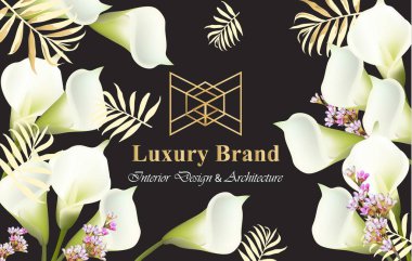 Calla çiçek vektör çizim ile zarif kartı. Siyah arka