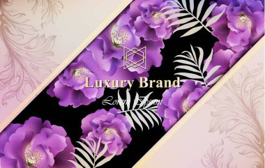 Gül çiçek vektör ile lüks kartı. Güzel illüstrasyon marka kitap, kartvizit veya poster. Pembe bir arka plan. Metinler için yer