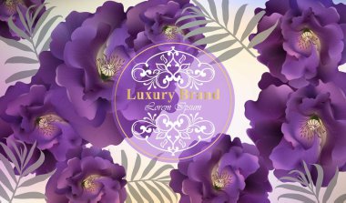 Gül çiçek vektör ile lüks kartı. Güzel illüstrasyon marka kitap, kartvizit veya poster. Pembe bir arka plan. Metinler için yer