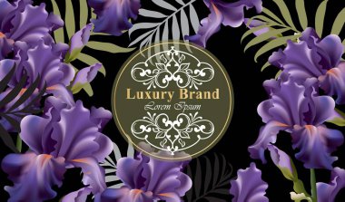 Lüks kartı vektör çiçekli. Güzel illüstrasyon marka kitap, kartvizit veya poster. Çiçek arka plan. Metinler için yer