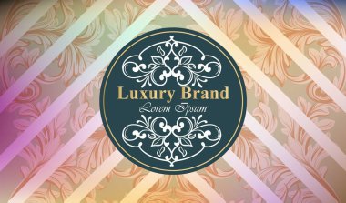 Lüks marka lüks süs vektör kartıyla. Arka plan tasarlamak. Metinler için yer