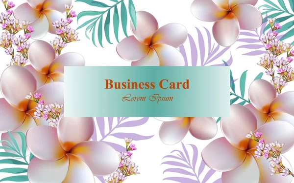 Tarjeta de diseño de flores exóticas Vector. Antecedentes para tarjetas de visita, libros de marca o carteles — Vector de stock