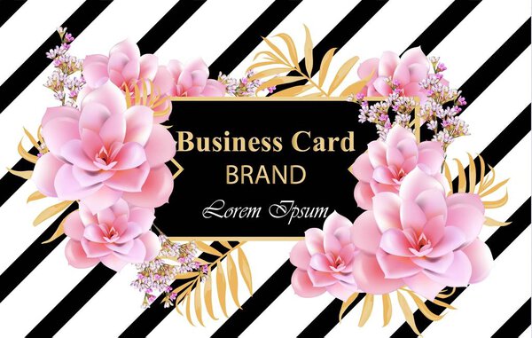 Abstract design card with delicate flowers Vector. Background for business card, brand book or posters