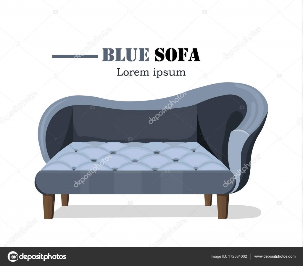 Mavi kanepe mobilya vektör çizim. Modern tasarımlar
