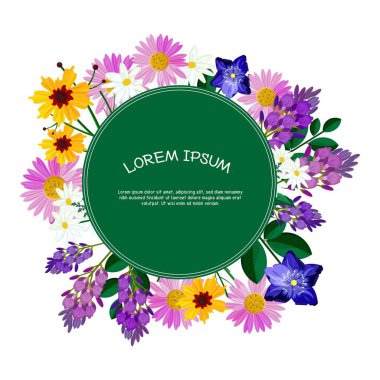 Çiçek kartı düz stil vektör